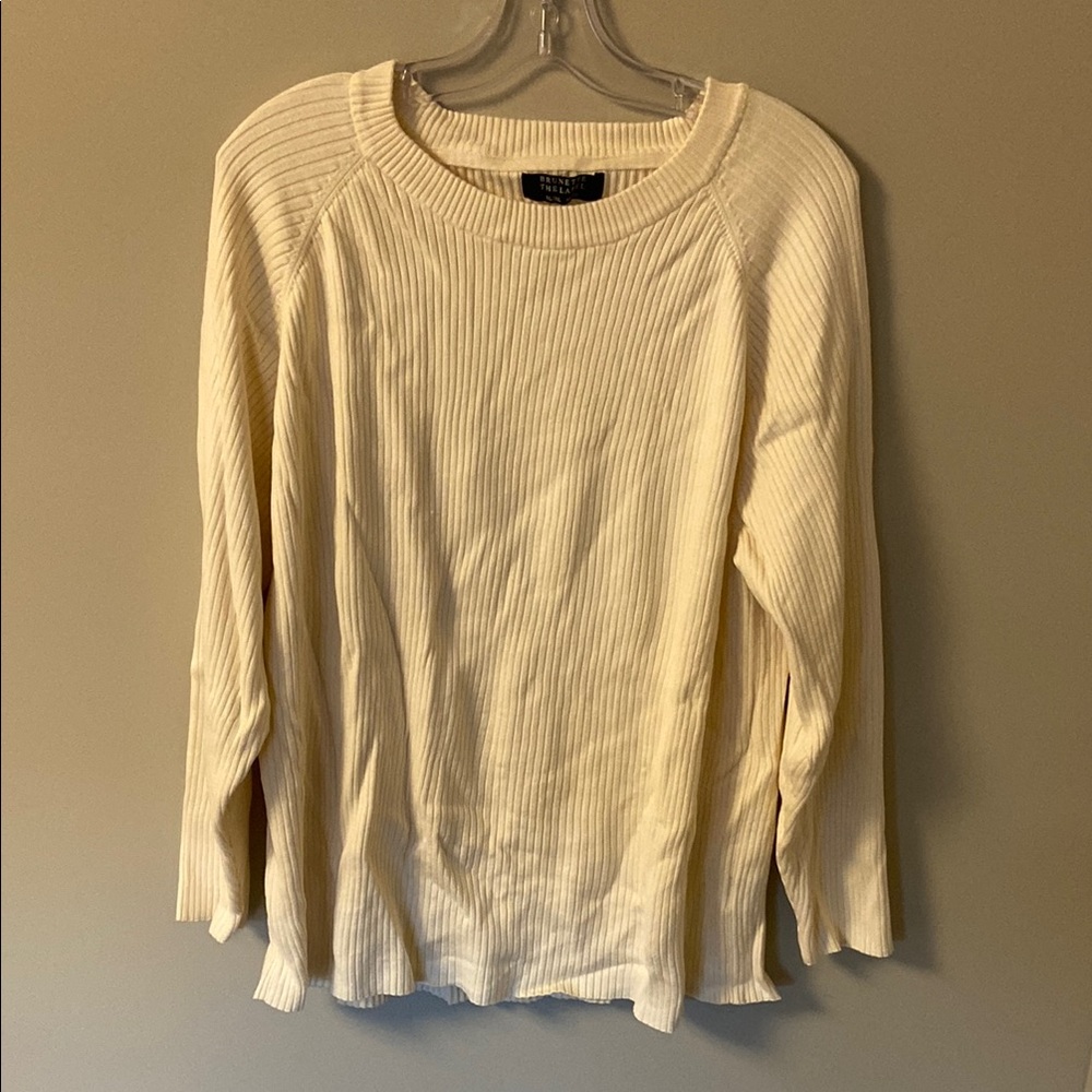 Brunette The Label Cream Ribbed Crew Neck Sweater